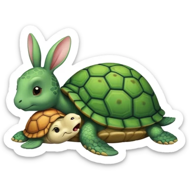 Tortu qui dort et le lapin qui mange la queue a la tortu sticker