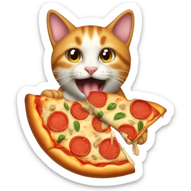 A cat eating pizza sticker