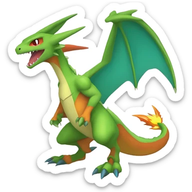 Anthro Cool Edgy Legendary Fakemon-Pokémon-Flygon-Charizard-Fantasy-Creature With Full Body Detailed High Quality sticker