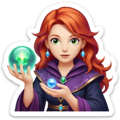 Red-haired sorceress with a magic ball sticker