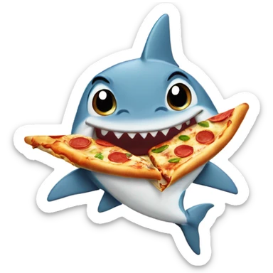 Baby shark eating a pizza sticker