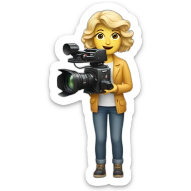White film director woman holding a cinema camera sticker