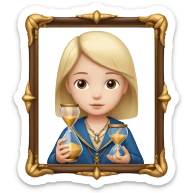 child holding hourglass in a  frame with no bg sticker