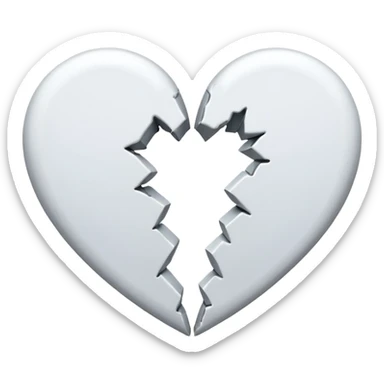 a white heart broken into two pieces sticker