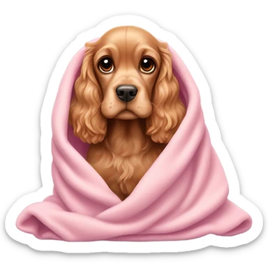 Cocker spaniel in a pink blanket sticker
