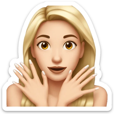 Girl showing long almond nails sticker