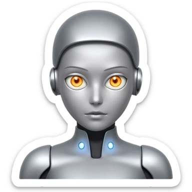 Robots Humanoid – Silver android with glowing eyes, human shape sticker