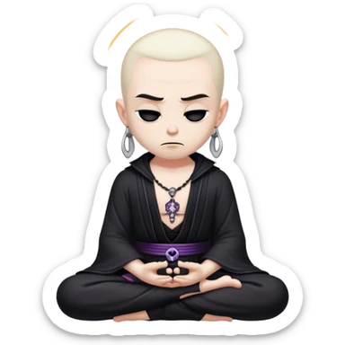 chill meditating goth villain  sticker