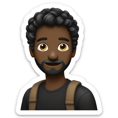 um homem com cabelos pretos compridos, roupa preta e uma faixa preta nos olhos. sticker