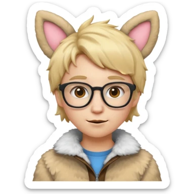 Nerd emoji stoj short blonde hair that has furry suit and furry ears sticker