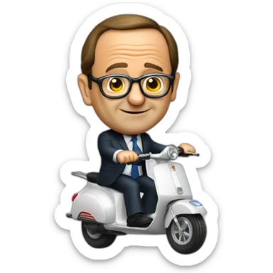 Francois hollande en scooter roue arrière sticker