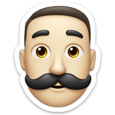 Visage fin petite moustache noir yeux noir cheveux brun plaqué à droite sticker