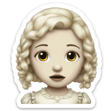 creepy cracked porcelain doll sad crying sticker