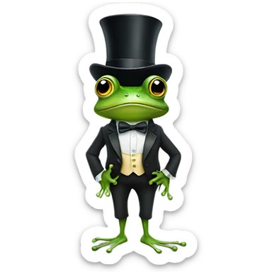 Frog wearing a top hat and bow tie standing on two legs sticker