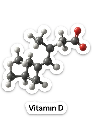 molecola in 3d di Vitamina D, iperrealistica in 3d sticker