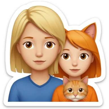 blond-hair-girl-and-brown-hair-man-and-orange-cat sticker