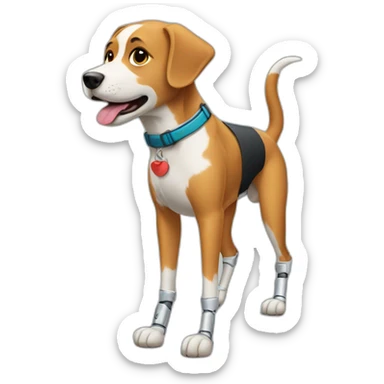 Dog with prosthetic leg  sticker