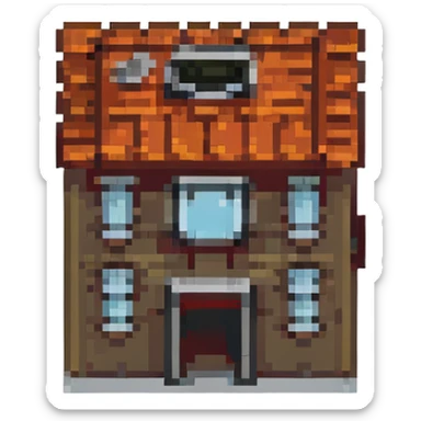 Soviet house, pixel art style, small scale, boxy, flat roof, minimal color sticker