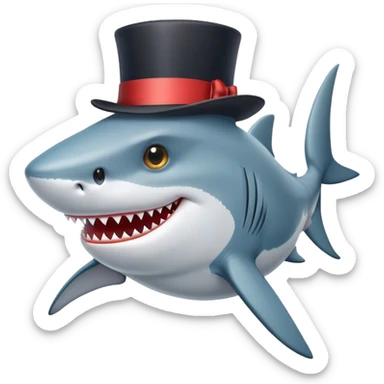 Shark with a top hat sticker