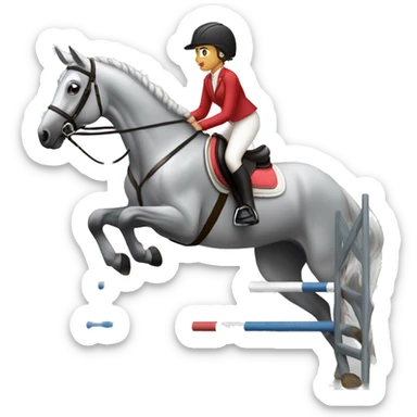 Girl with grey pony show jumping sticker