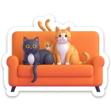 cat sitting next to person on sofa sticker