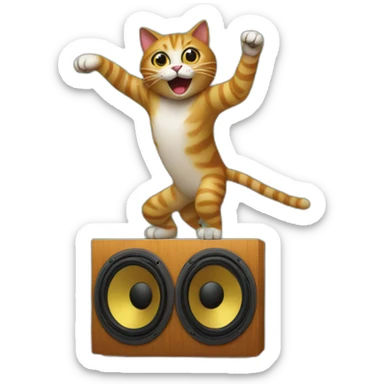 A cat dancing on a speaker in Jamaica  sticker