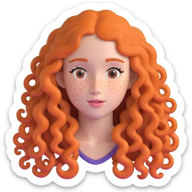 Pretty girl with extremely long curly hair and numerous freckles across her face sticker