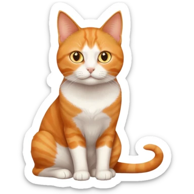 full body orange domestic shorthair slim cat with yellow/orange eyes with a white triangle on his nose sticker