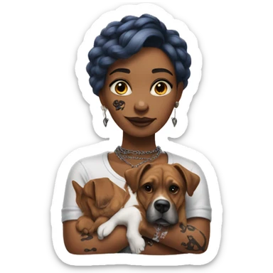 alt woman with dog paws instead her hands and tattoo on her neck sticker