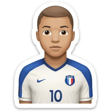 Kylian Mbappé soccer player in France jersey number 10 sticker