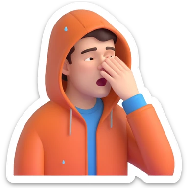 sneezing man under the rain sticker