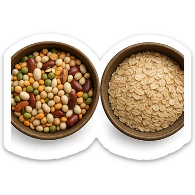 BOWL DI LEGUMI INSIEME A BOWL DI FIOCCHI DI AVENA,  iperrealistico 4k sticker