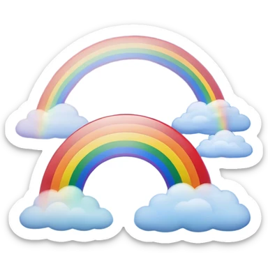Cinematic Realistic Rainbow Emoji, Arching gracefully across the sky, with soft, glowing hues of red, orange, yellow, green, blue, indigo, and violet blending seamlessly into one another. The rainbow feels like a hopeful promise, gently illuminating the sky with a warm, uplifting glow. Soft glowing outline, capturing the essence of joy, hope, and vibrant color in a stunning rainbow! sticker