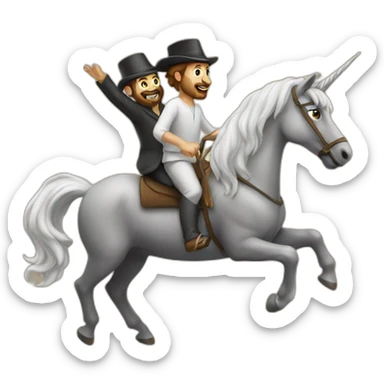 2 jews riding unicorn sticker