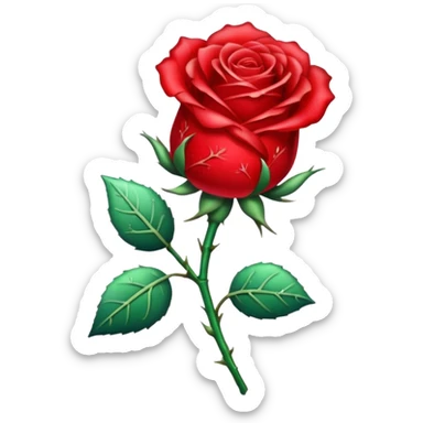 Red chrystalised rose and stem sticker