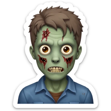 Zombie with lil bit curly medium brown hair in wolf cut hair style sticker