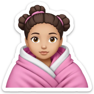lightskin girl with bun wrapped in pink blanket  sticker