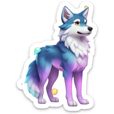 Colorful Shiny Fionbri-Falvie-sparkle-wolf-sona with markings full body sticker