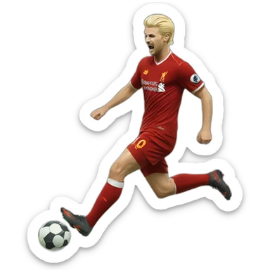 blonde liverpool player kicking sticker