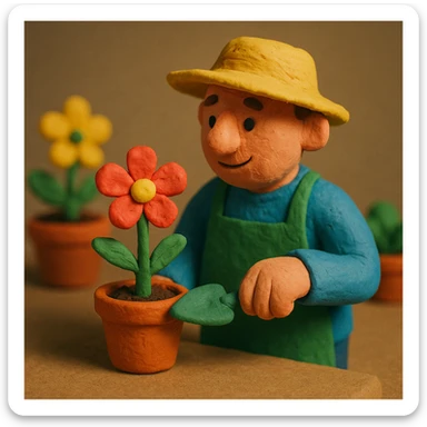 jardinier, claymation style sticker