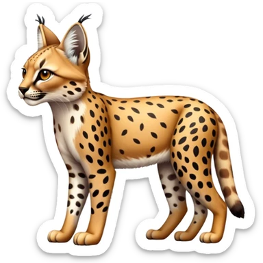 Cute realistic colorful bobcat-lynx-cheetah-caracal-leopard-hybrid-fusion-combination full body with patterns and markings sticker