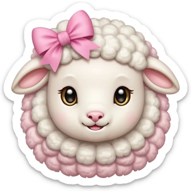 little white lamb with pink bow sticker