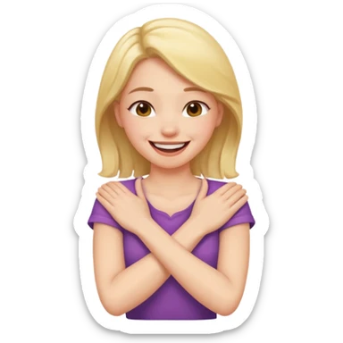 Arms crossed holding neck laughing girl sticker