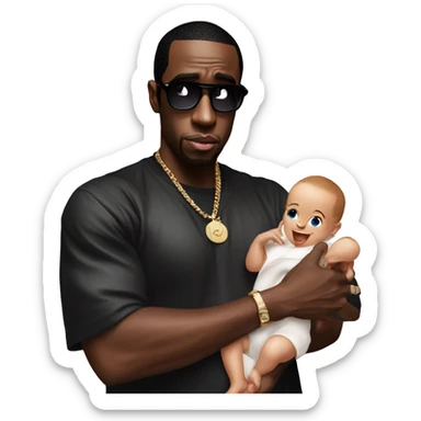 p diddy holding baby oil  sticker