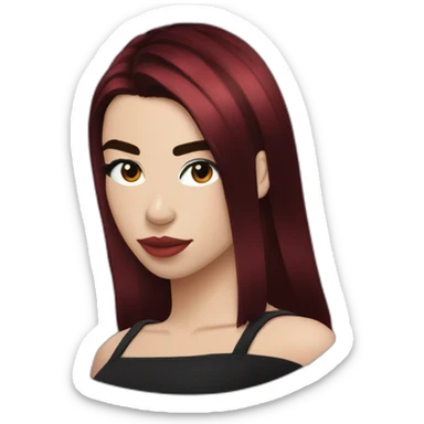 Dua Lipa with dark red hair sticker