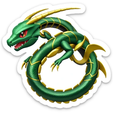 Mega rayuaza pokemon from pokemon anime and make it little cool sticker