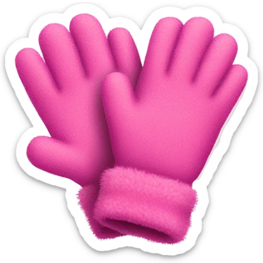 Pink winter gloves that are fuzzy sticker