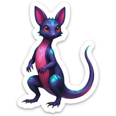 Anthropomorphic Scaley Exotic Salandit-Noibat-Umbreon-Fakémon-hybrid-creature (full body)  sticker