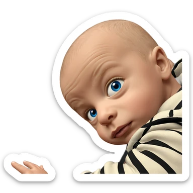 bald boy with blue eyes sticker