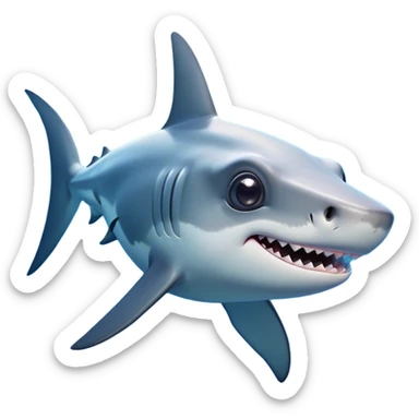 Cinematic Cute Hammerhead Shark Portrait Emoji, Head tilted playfully and inquisitively, with a charming, distinctive hammer-shaped head and wide, expressive eyes on either side, a sleek, smooth body accented by gentle fin curves, Simplified yet irresistibly adorable features, highly detailed, glowing with a soft, inviting ocean glow, high shine, affectionate and lively, stylized with a touch of whimsical marine charm, soft glowing outline, capturing the essence of a mischievous yet endearing hammerhead that seems as if it could swim out of the screen into your heart! sticker